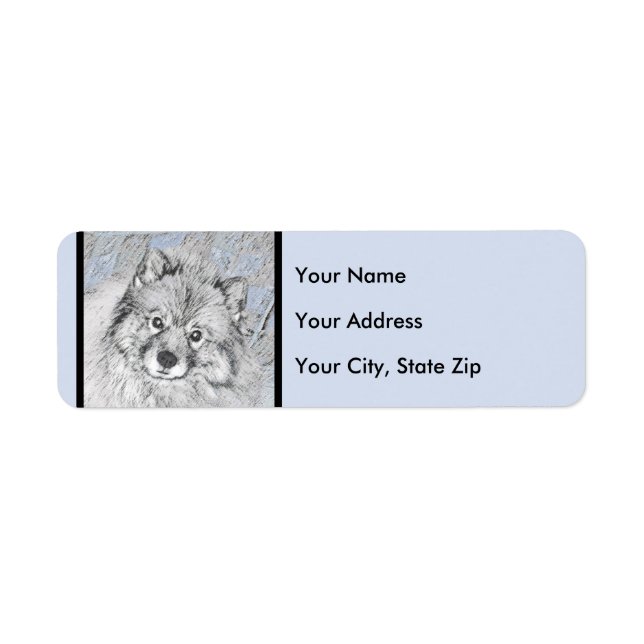 Keeshond Beth Painting - Cute Original Dog Art Label (Front)