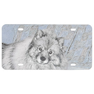 Keeshond Beth Painting - Cute Original Dog Art License Plate