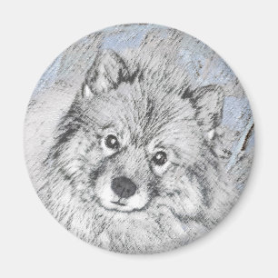 Keeshond Beth Painting - Cute Original Dog Art Magnet