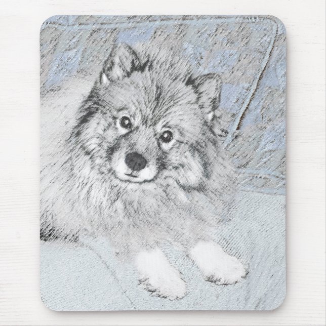 Keeshond Beth Painting - Cute Original Dog Art Mouse Pad (Front)
