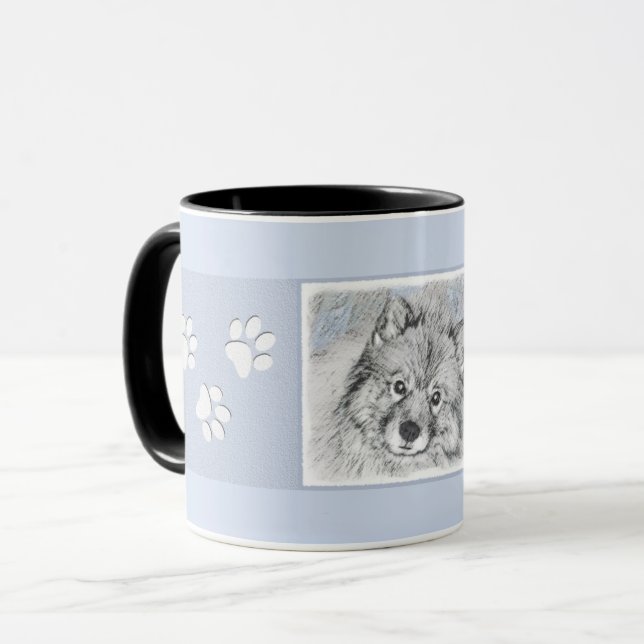 Keeshond Beth Painting - Cute Original Dog Art Mug (Front Left)