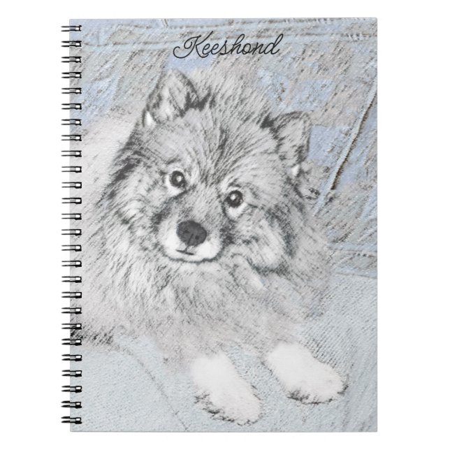 Keeshond Beth Painting - Cute Original Dog Art Notebook (Front)