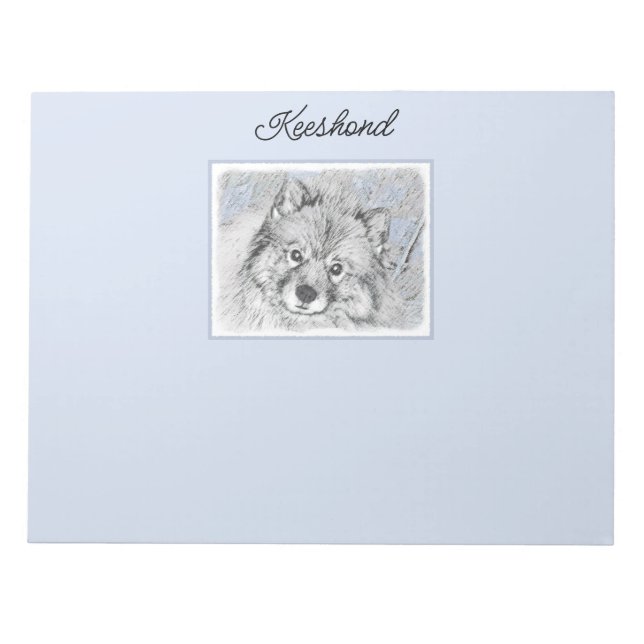 Keeshond Beth Painting - Cute Original Dog Art Notepad (Front)