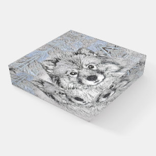 Keeshond Beth Painting - Cute Original Dog Art Paperweight