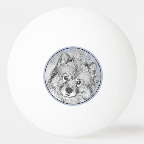 Keeshond Beth Painting _ Cute Original Dog Art Ping Pong Ball
