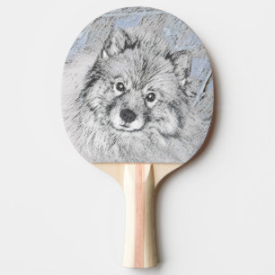 Keeshond Beth Painting - Cute Original Dog Art Ping-Pong Paddle