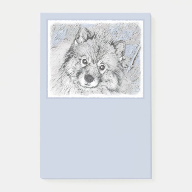 Keeshond Beth Painting - Cute Original Dog Art Post-it Notes (Front)
