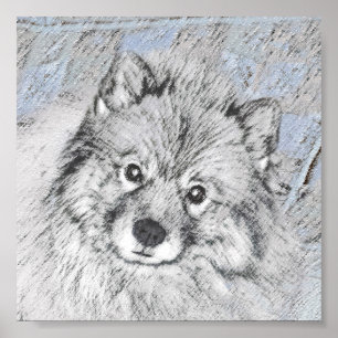 Keeshond Beth Painting - Cute Original Dog Art Poster
