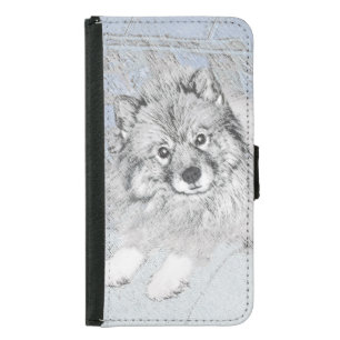Keeshond Beth Painting - Cute Original Dog Art Samsung Galaxy S5 Wallet Case