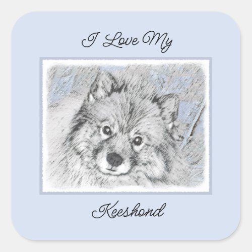 Keeshond Beth Painting _ Cute Original Dog Art Square Sticker