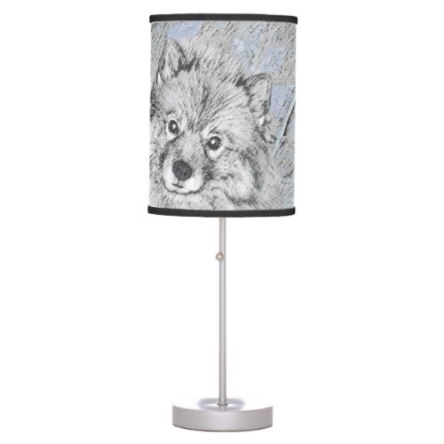 Keeshond Beth Painting _ Cute Original Dog Art Table Lamp