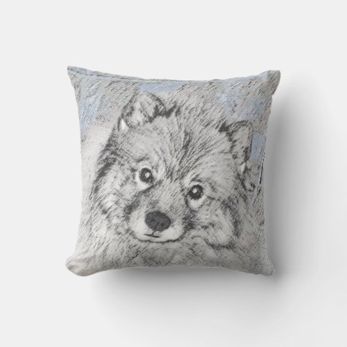 Keeshond Beth Painting _ Cute Original Dog Art Throw Pillow