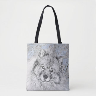 Keeshond Beth Painting - Cute Original Dog Art Tote Bag