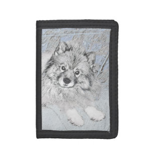 Keeshond Beth Painting - Cute Original Dog Art Tri-fold Wallet