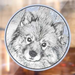 Keeshond Beth Painting - Cute Original Dog Art Window Cling