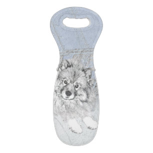 Keeshond Beth Painting - Cute Original Dog Art Wine Bag