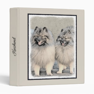 Keeshond Brothers Painting - Original Dog Art 3 Ring Binder