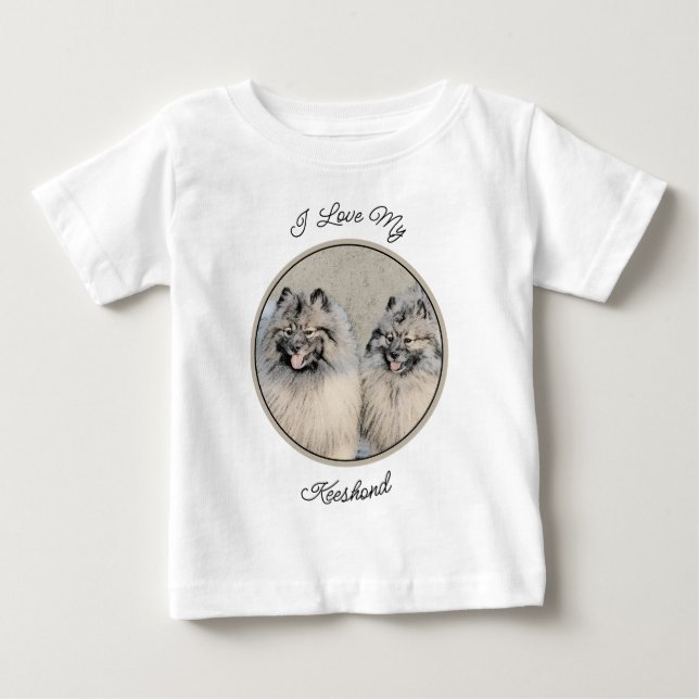 Keeshond Brothers Painting - Original Dog Art Baby T-Shirt (Front)