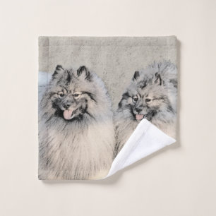 Keeshond Brothers Painting - Original Dog Art Bath Towel Set