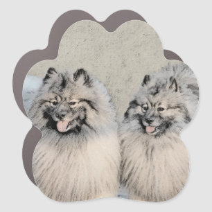 Keeshond Brothers Painting - Original Dog Art Car Magnet