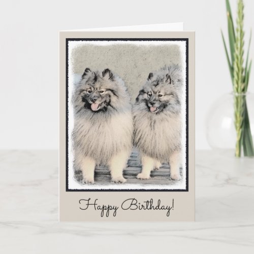 Keeshond Brothers Painting _ Original Dog Art Card