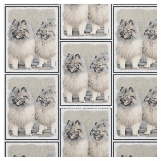Keeshond Brothers Painting - Original Dog Art Fabric