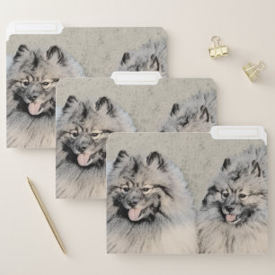 Keeshond Brothers Painting - Original Dog Art File Folder