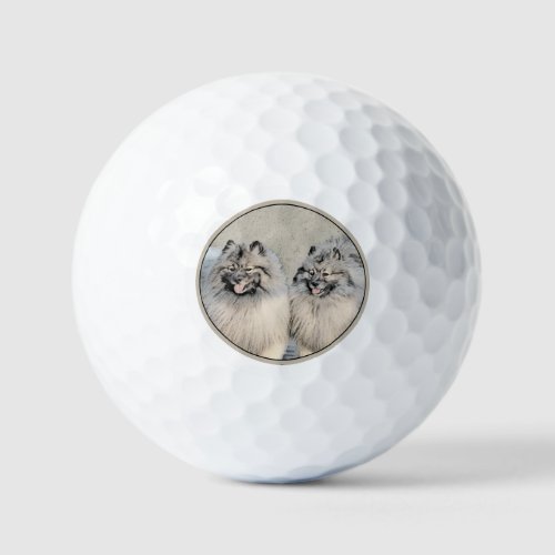 Keeshond Brothers Painting _ Original Dog Art Golf Balls