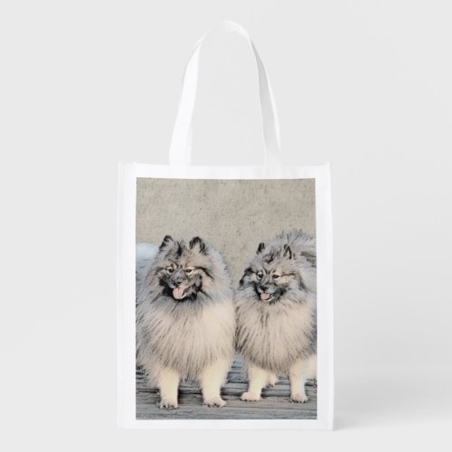 Keeshond Brothers Painting _ Original Dog Art Grocery Bag