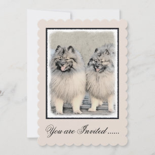 Keeshond Brothers Painting - Original Dog Art Invitation