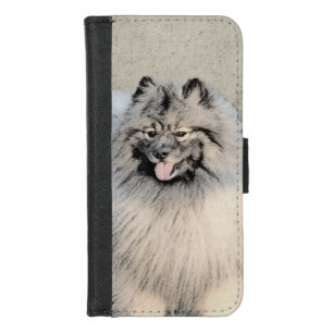 Keeshond Brothers Painting - Original Dog Art iPhone 8/7 Wallet Case