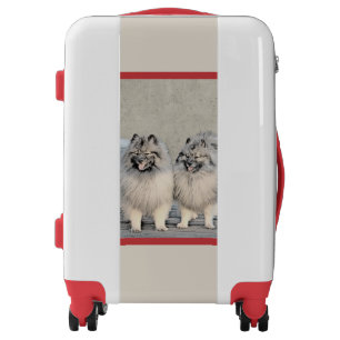 Keeshond Brothers Painting - Original Dog Art Luggage