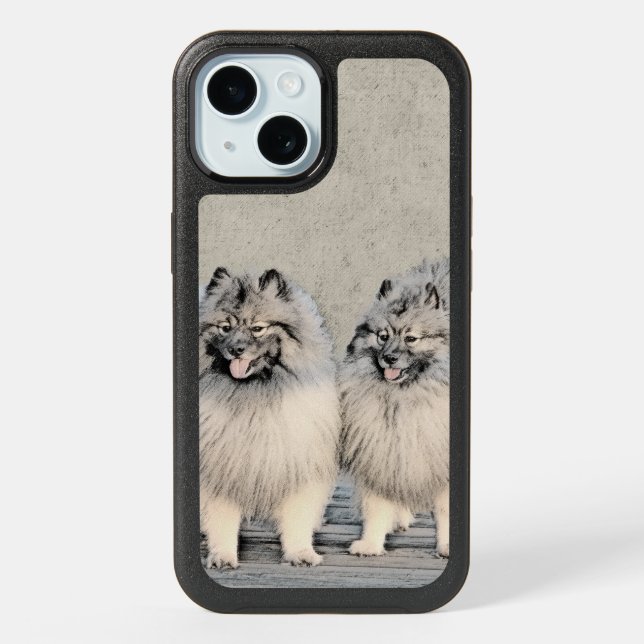 Keeshond Brothers Painting - Original Dog Art Otte iPhone 15 Case (Back)