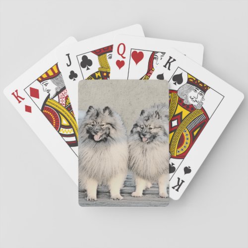 Keeshond Brothers Painting _ Original Dog Art Playing Cards