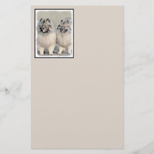 Keeshond Brothers Painting - Original Dog Art Stationery
