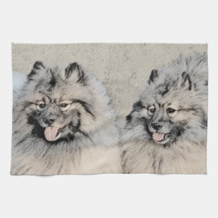 Keeshond Brothers Painting - Original Dog Art Towel