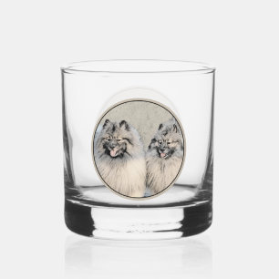Keeshond Brothers Painting - Original Dog Art Whiskey Glass