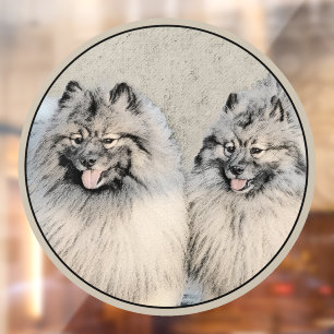 Keeshond Brothers Painting - Original Dog Art Window Cling
