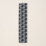 Keeshond Chiffon Scarf<br><div class="desc">Smiling Keeshonden upon a black background decorate this chiffon scarf. Background color can be customized.</div>