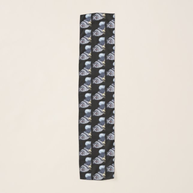 Keeshond Chiffon Scarf (Front)