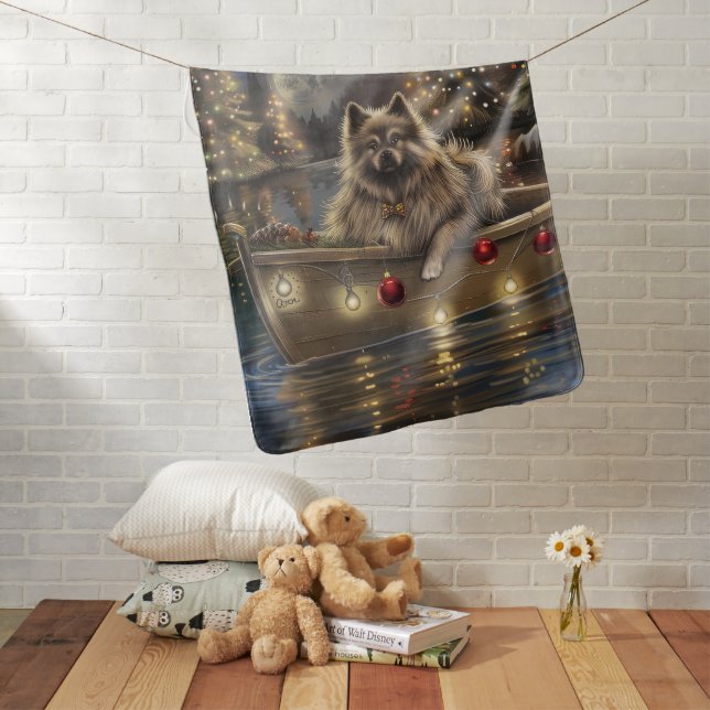 Keeshond Christmas Festive Voyage Baby Blanket (In Situ)