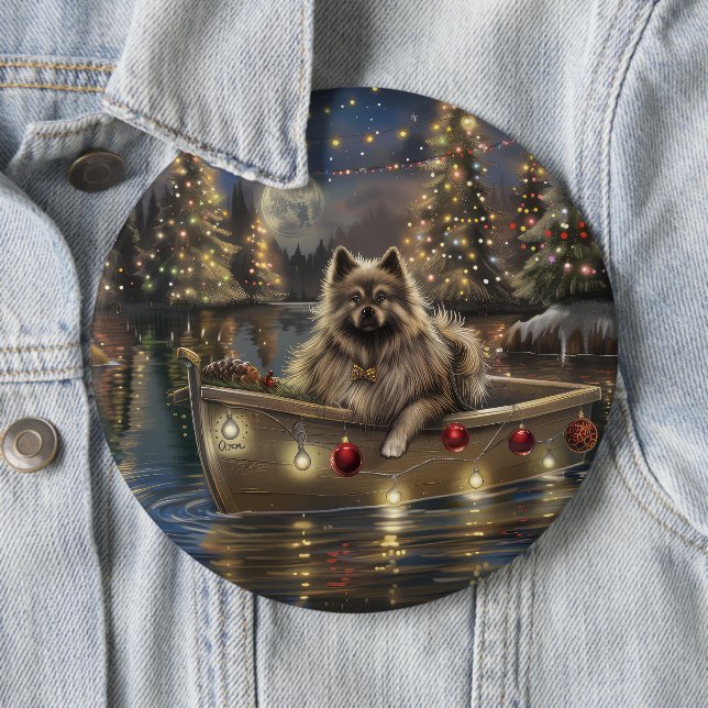 Keeshond Christmas Festive Voyage Button (In Situ)