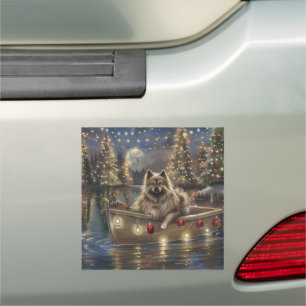 Keeshond Christmas Festive Voyage Car Magnet