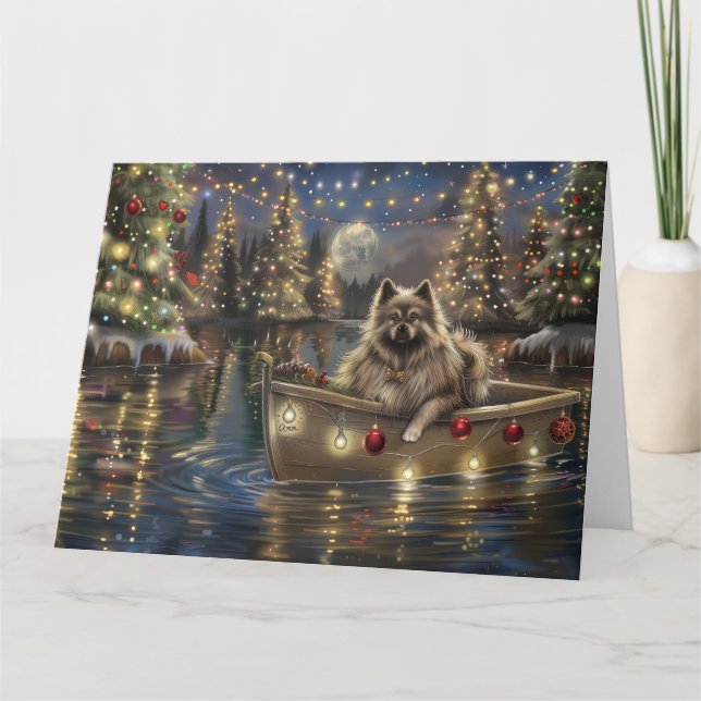 Keeshond Christmas Festive Voyage Card (Front)