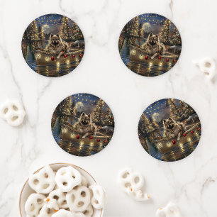 Keeshond Christmas Festive Voyage Coaster Set