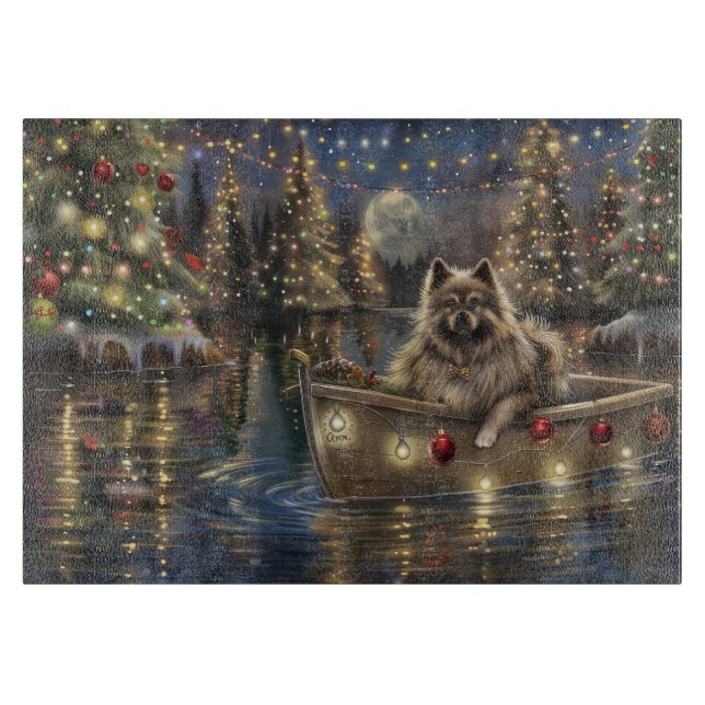 Keeshond Christmas Festive Voyage Cutting Board (Front)