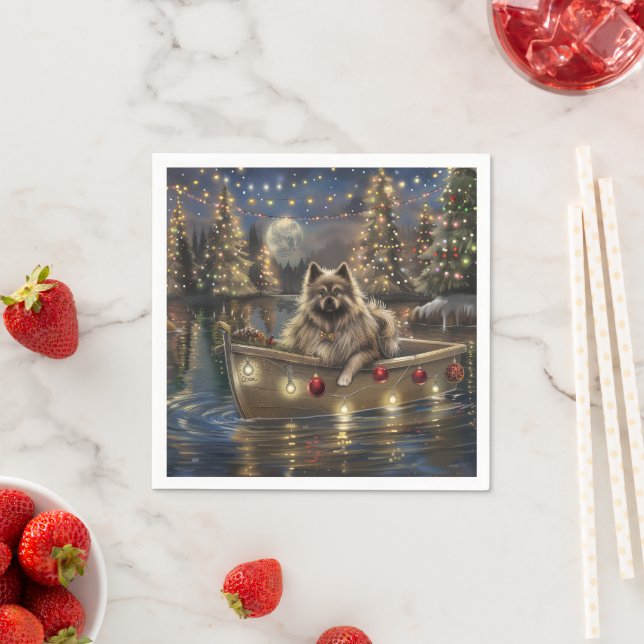 Keeshond Christmas Festive Voyage Napkins (Insitu)