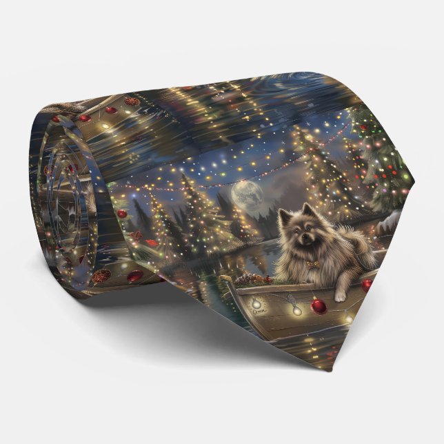 Keeshond Christmas Festive Voyage Neck Tie (Rolled)