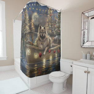 Keeshond Christmas Festive Voyage Shower Curtain