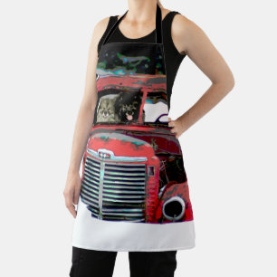 Keeshond Christmas Old Truck Painting Dog Art Apron